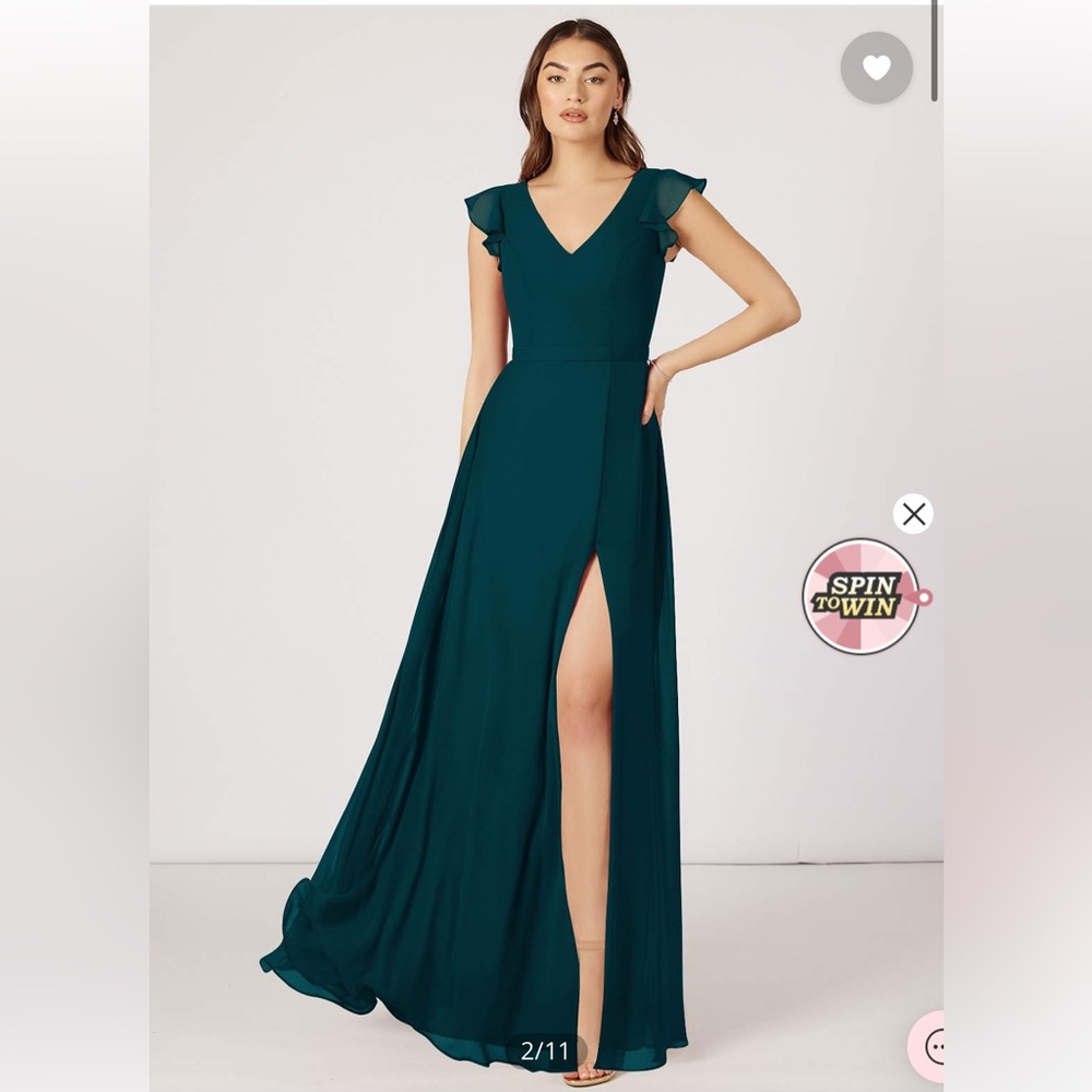 AZAZIE CLAUDINE
A-Line Flutter Sleeve Chiffon Floor-Length Dress Pine
